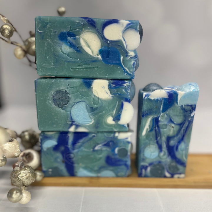 snow queen CHRISTMAS goat milk soap midnight oil soap