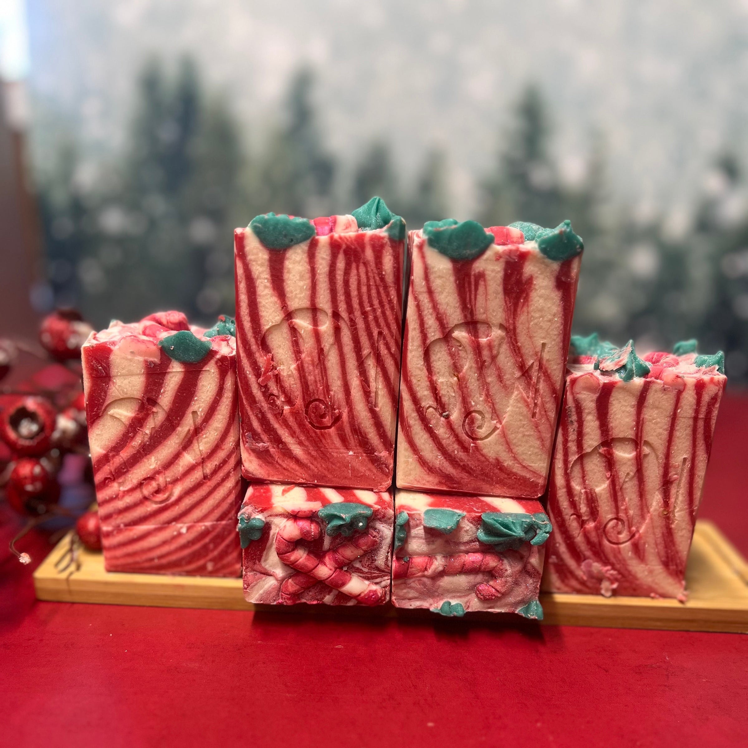 peppermint candy CHRISTMAS goat milk soap midnight oil soap